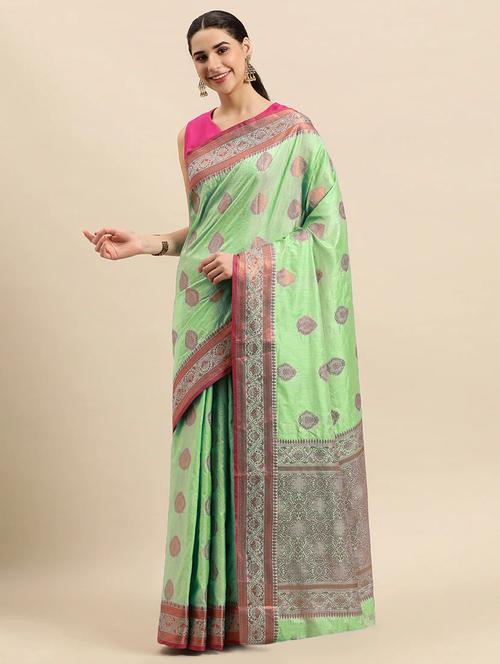 women self design zari work saree with blouse - 21318863 - Very Small Image - 1