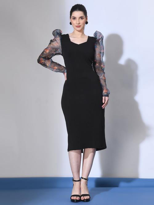 women black polyester bodycon dress - 21322285 - Very Small Image - 1