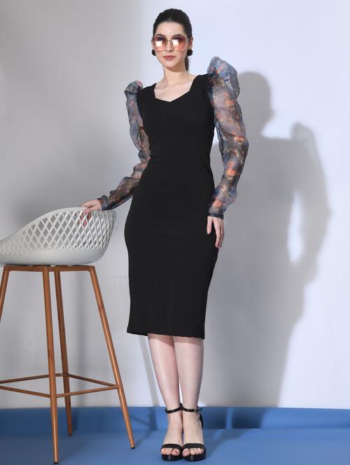 women black polyester bodycon dress - 21322371 - Very Small Image - 1