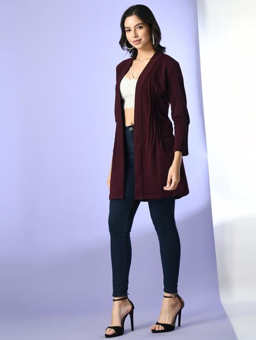 women burgundy polyester regular shrug - 21322515 - Very Small Image - 1