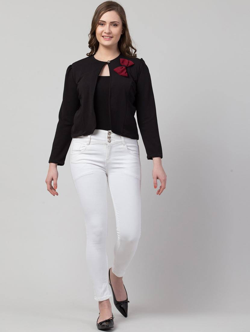women black cotton blend regular shrug - 21322546 - Standard Image - 3