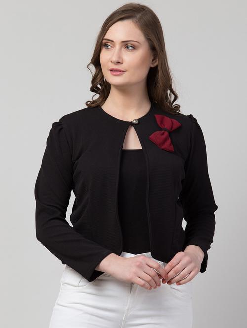 women black bow detailed long sleeve shrug - 21322630 - Very Small Image - 1