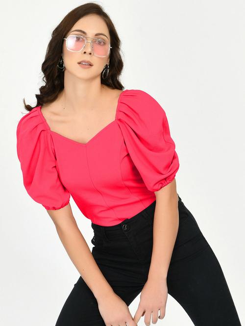 women coral cotton blend regular top - 21322752 - Very Small Image - 1