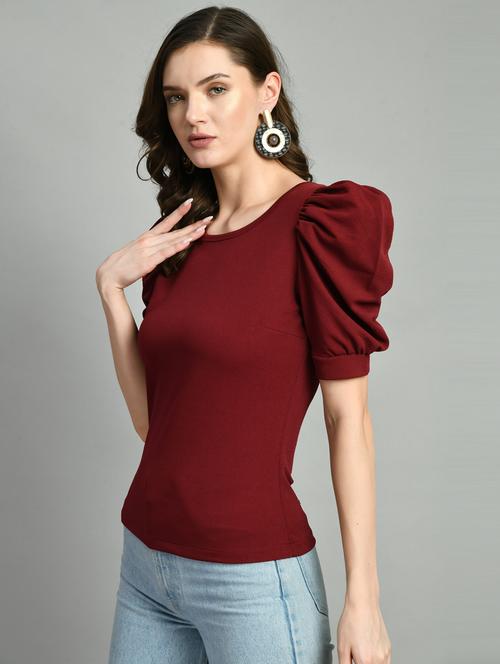 women maroon polyester regular top - 21322917 - Very Small Image - 1