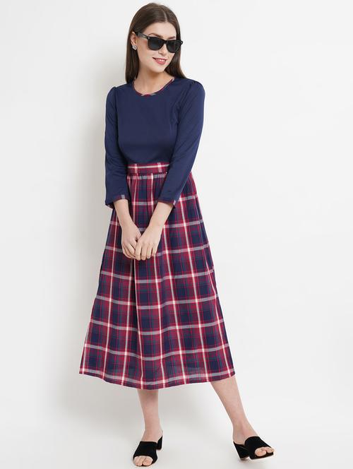 women navy blue polyester a-line dress - 21324488 - Very Small Image - 1