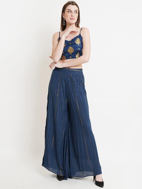 women blue foil print co-ord sets - 21324515 - Very Small Image - 1