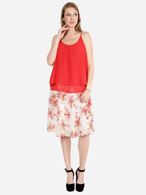 women red solids skirt top set - 21324519 - Very Small Image - 1