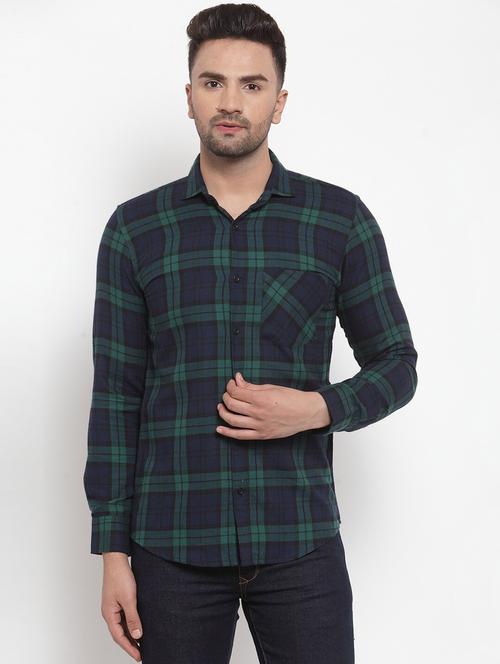 men long sleeved checkered casual shirt - 21324704 - Very Small Image - 1