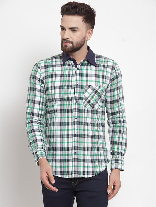 men long sleeved checkered casual shirt - 21324712 - Very Small Image - 1