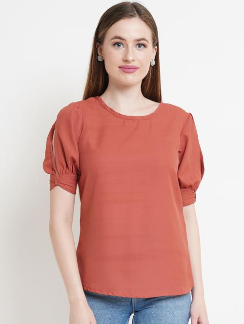 women peach polyester regular top - 21324765 - Very Small Image - 1