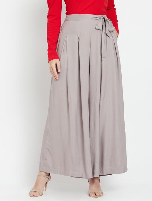 women grey cotton wide leg trouser - 21324793 - Very Small Image - 1