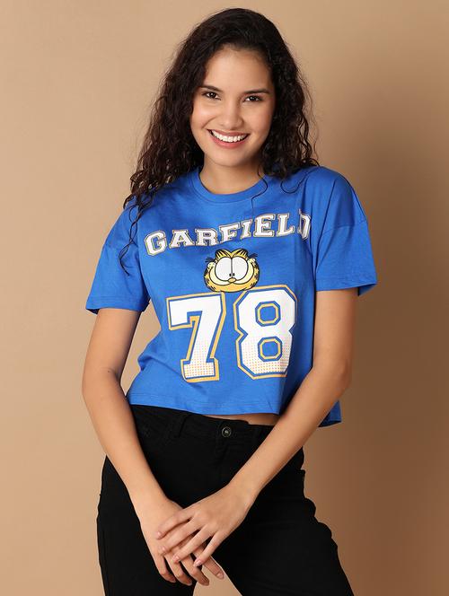 women round neck printed crop t-shirt - 21325125 - Very Small Image - 1