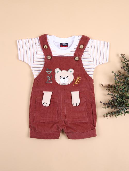 boys round neck printed t-shirt with dungareses - 21325136 - Very Small Image - 1