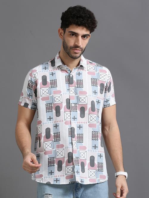 men short sleeve printed casual shirt - 21325340 - Very Small Image - 1