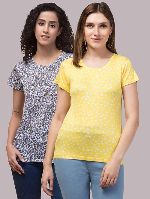 pack of 2 women multi colored printed t-shirt - 21326768 - Very Small Image - 1