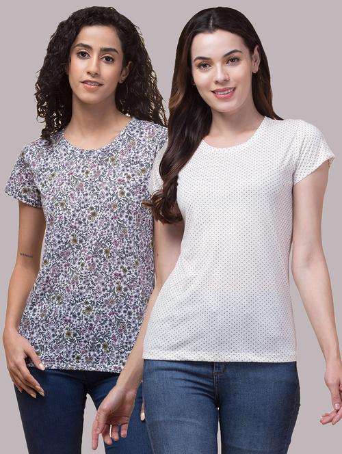 pack of 2 women multi colored printed t-shirt - 21326771 - Very Small Image - 1