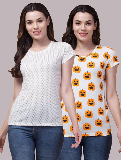 pack of 2 women multi colored printed t-shirt - 21326772 - Very Small Image - 1