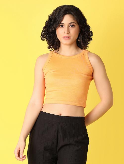 Women Mustard Solids Crop Top - 21328591 - Very Small Image - 1