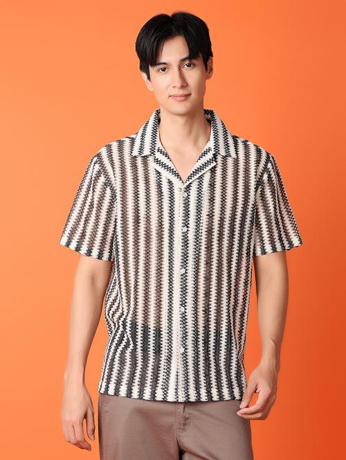 men off white cotton casual shirt - 21328614 - Very Small Image - 1