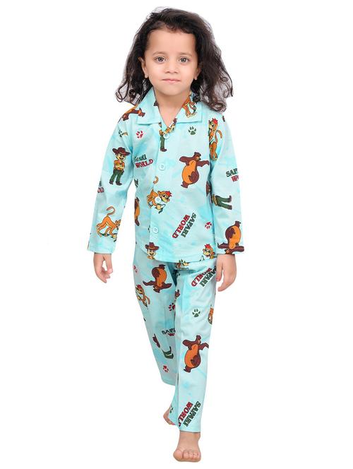 girls printed nightwear pyjama set - 21331141 - Very Small Image - 1
