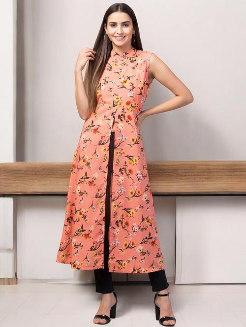 women peach crepe a-line tunic - 21331347 - Very Small Image - 1