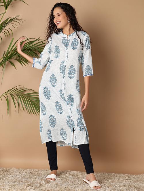 women three quarter sleeve printed a-line kurta - 21332002 - Very Small Image - 1