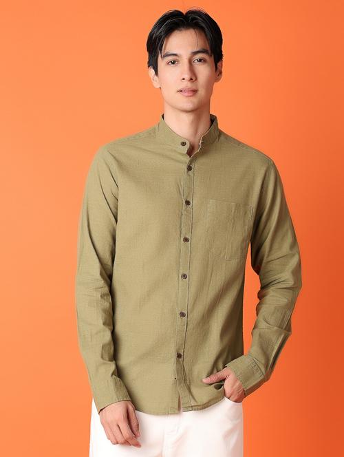 men solid long sleeve casual shirt - 21332039 - Very Small Image - 1