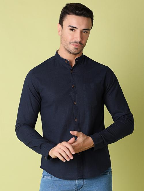 men solid long sleeve casual shirt - 21332040 - Very Small Image - 1