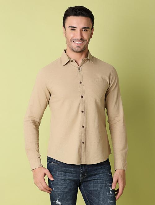 me solid collared long sleeves casual shirt - 21332041 - Very Small Image - 1