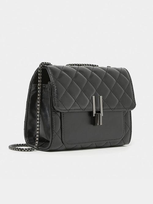 black leatherette (pu) sling bag - 21332527 - Very Small Image - 1