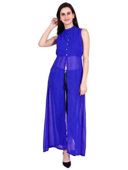 women blue georgette regular tunic - 21332974 - Very Small Image - 1