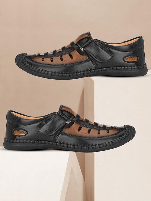 black leatherette slip on sandals - 21333329 - Very Small Image - 1
