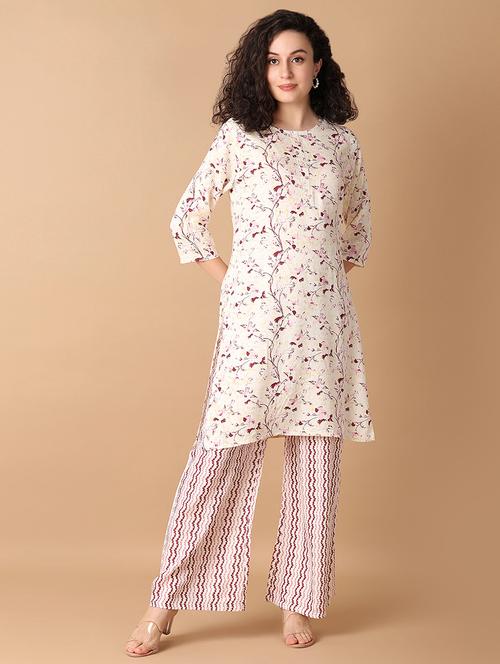 women three quarter sleeve kurta palazzo set - 21333763 - Very Small Image - 1