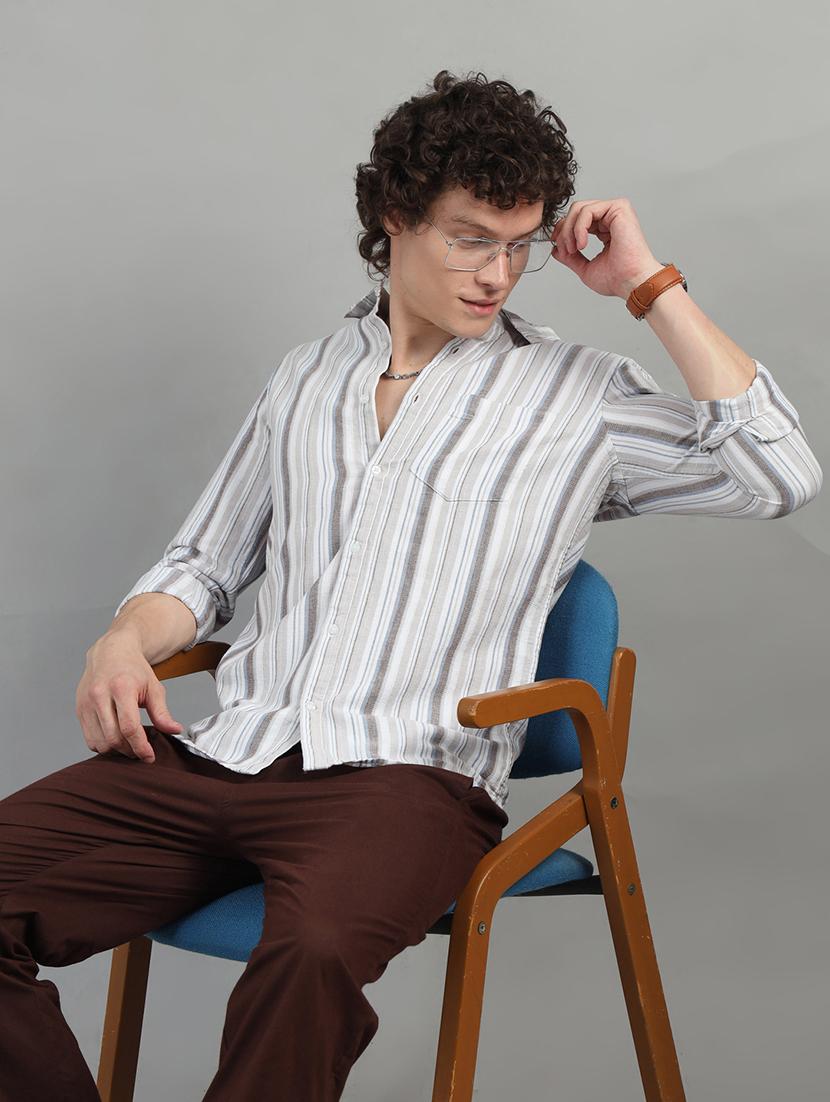 men striped casual shirt - 21334377 - Standard Image - 3