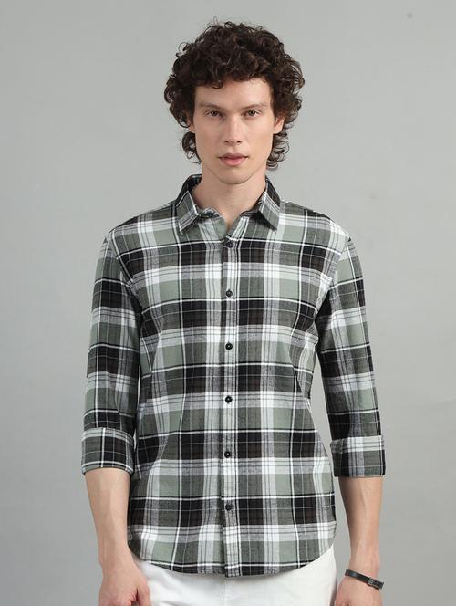 men checkered collaerd casual shirt - 21334483 - Very Small Image - 1
