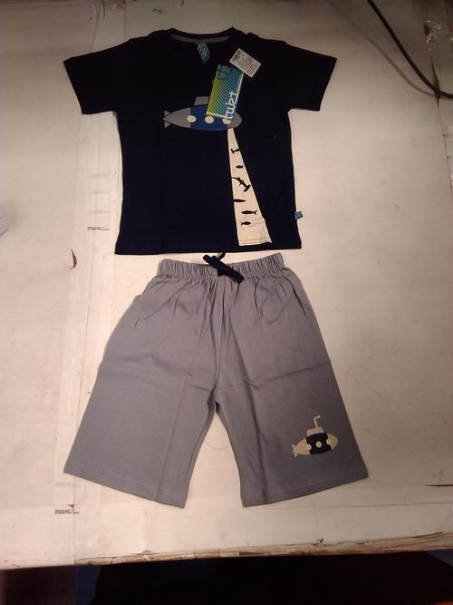 navy blue cotton shorts set twin sets & dungree - 21335900 - Very Small Image - 1