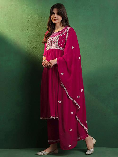 women kurta palazzo set with dupatta - 21336299 - Very Small Image - 1