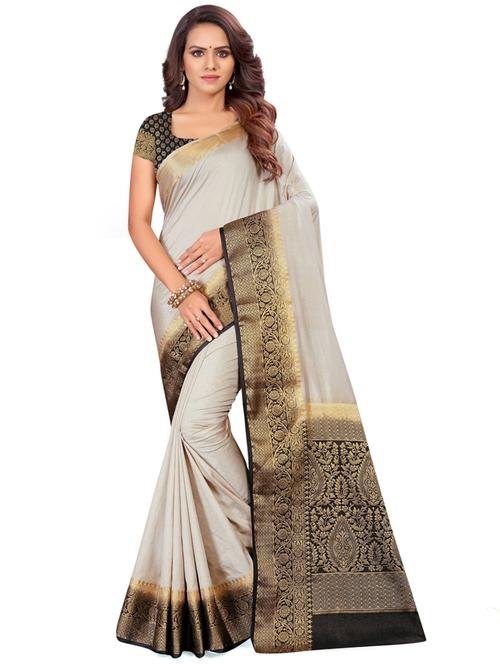 women solid with bordered saree - 21336822 - Very Small Image - 1