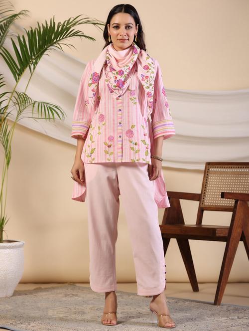 womeb pink co-ord set with stole - 21337819 - Very Small Image - 1