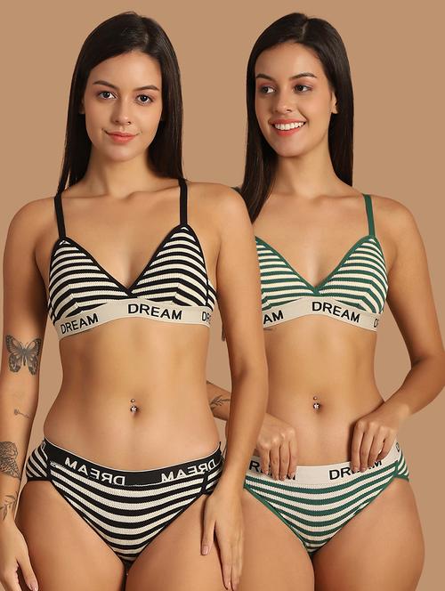 pack of 2 multi colored bra and panty set - 21337919 - Very Small Image - 1