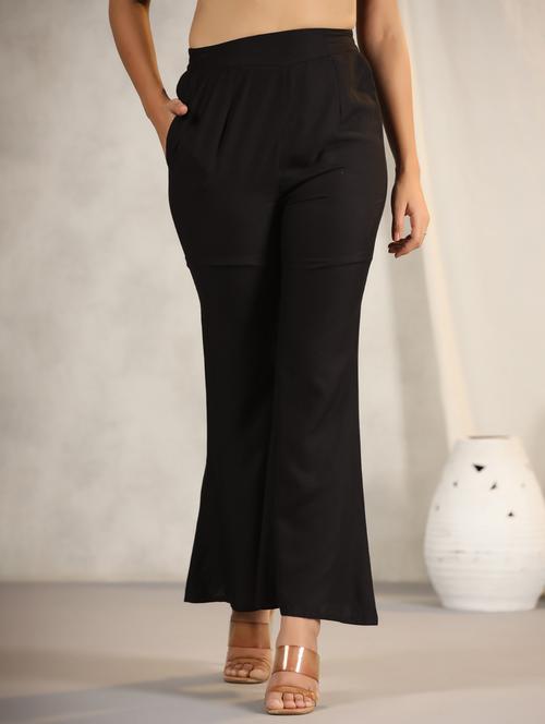 women mid-rise solid flat front trouser - 21337983 - Very Small Image - 1