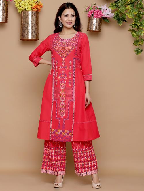 women key hole neck kurta palazzo set - 21338529 - Very Small Image - 1