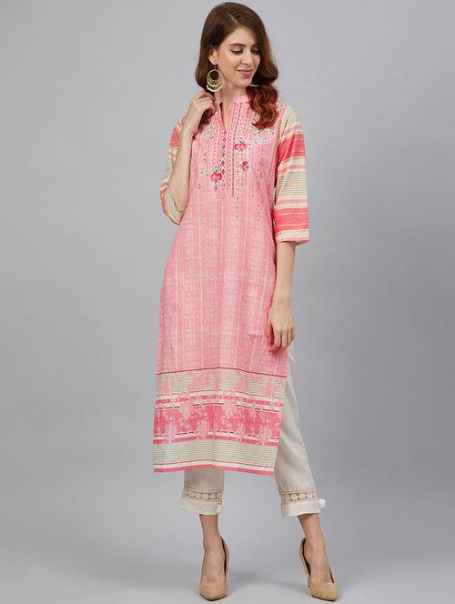 women three quarter sleeve straight kurta - 21338689 - Very Small Image - 1