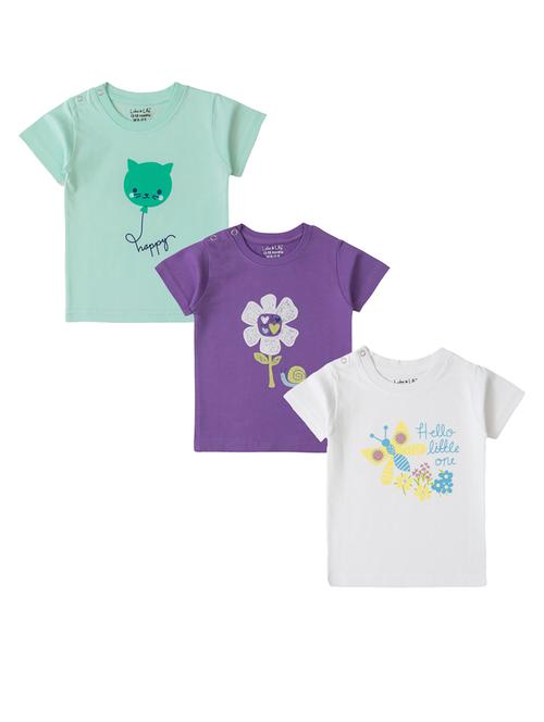 girls round neck front printed set of 3 regular tee - 21338796 - Very Small Image - 1