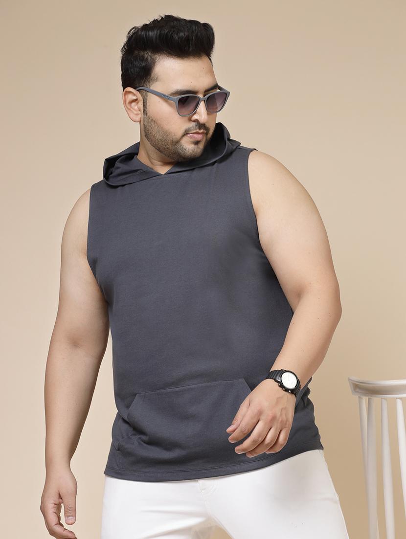 men grey jersey hooded t-shirt - 21339615 - Zoom Image - 1
