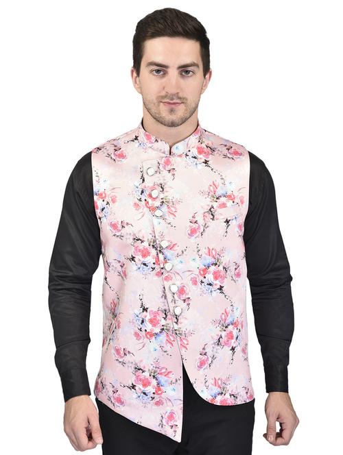 men mandarin neck printed nehru jacket - 21340575 - Very Small Image - 1