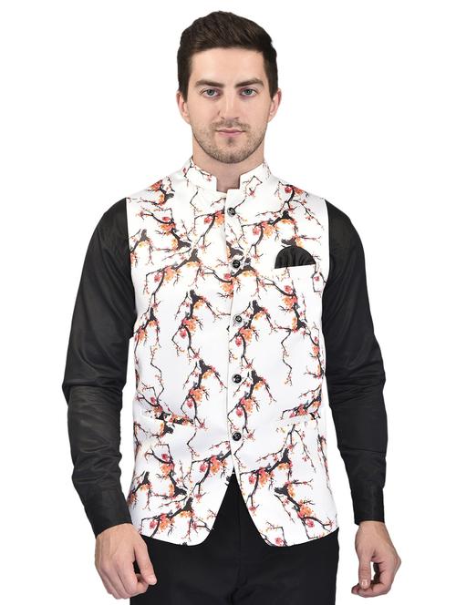 men mandarin neck printed nehru jacket - 21340579 - Very Small Image - 1