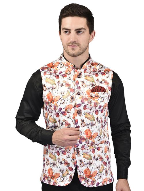 men mandarin neck printed nehru jacket - 21340582 - Very Small Image - 1