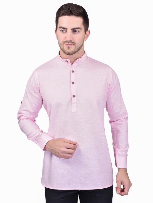 men mandarin neck solid short kurta - 21340609 - Very Small Image - 1