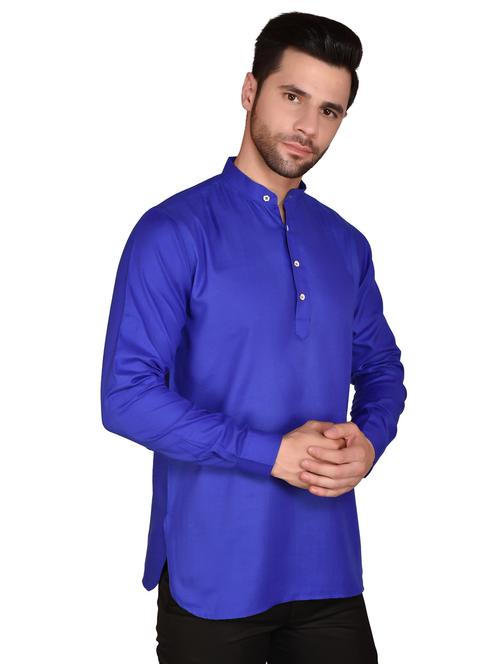 men mandarin neck solid short kurta - 21340616 - Very Small Image - 1